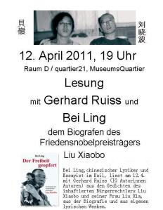Lesung am 12. 4. 2011 im Museumsquartier in Wien